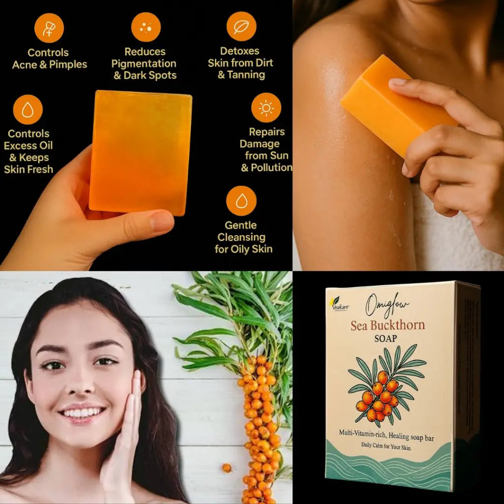 Omiglow Sea Buckthorn Healing Soap Bar: Rich in Vitamins Omega
